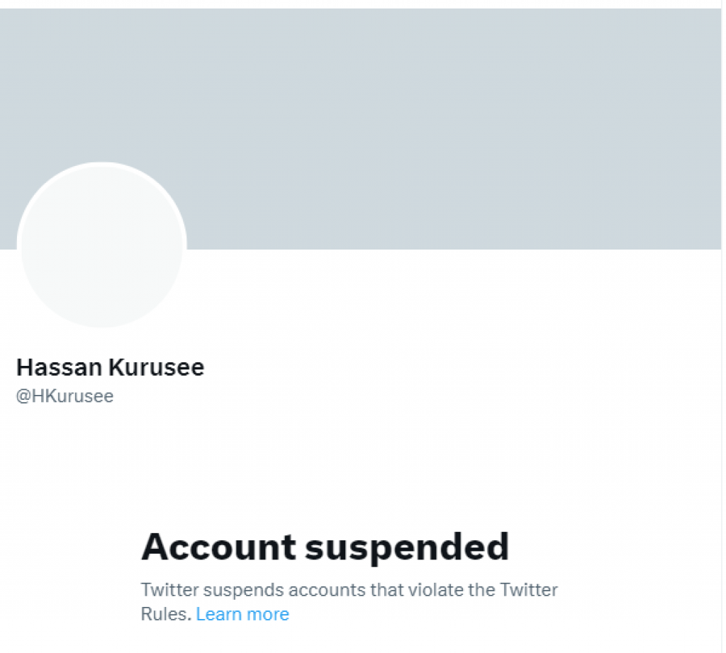 Hassan Kurusee account suspend koffi