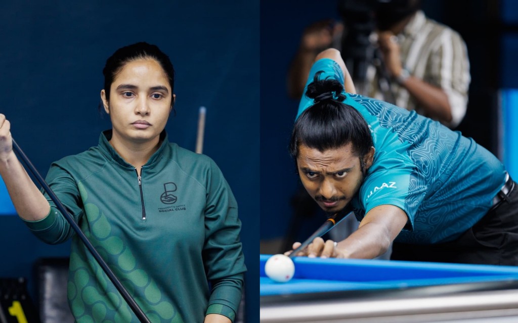 Inter Office Billiard mubaaraathuge singles champion kann Shaaz adhi Fageehaa ah