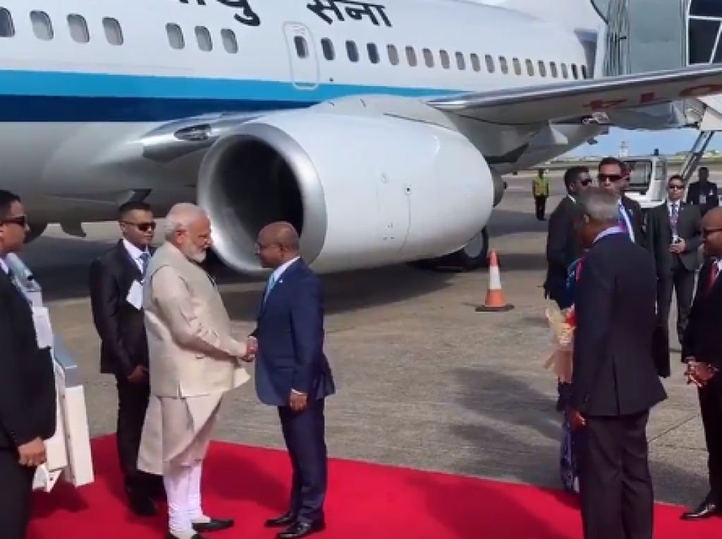 Indian PM arrives in Maldives on an official visit