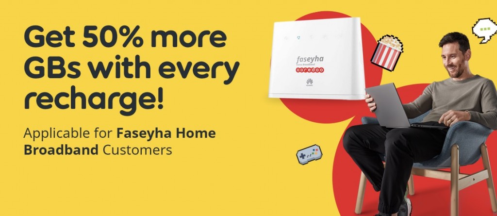 Ooredoo Faseyha Home Broadband package thakun hiley ithuru data