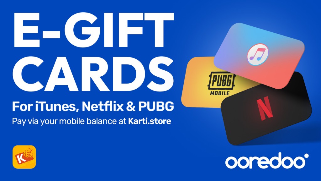 Ooredoo phone balance beynun kohgen Karti Store in gift card ganeveyne