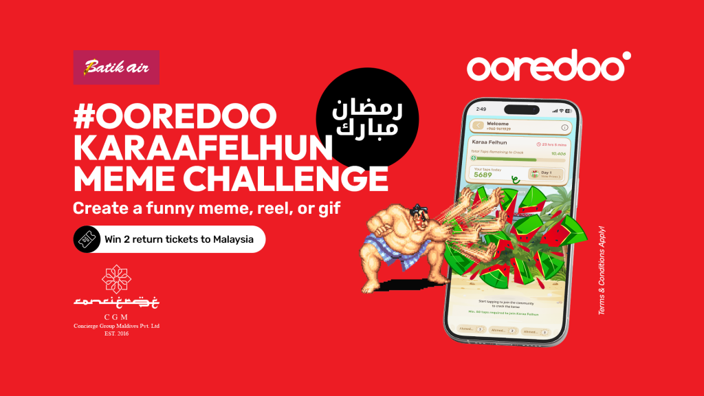 Concierge Group Maldives ge faraathun Malaysia dhekolhu ticket, Ooredoo meme challenge gai avahah baiverivelaa!