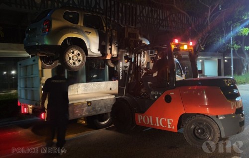 Police tows vehicle with alleged Indian number plate