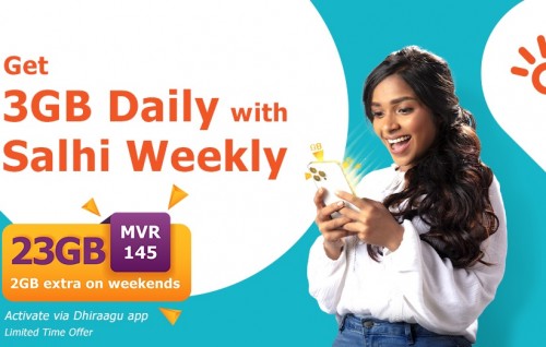 Dhiraagu ge Salhi Weekly, 145 rufiyaa ah 23 GB!