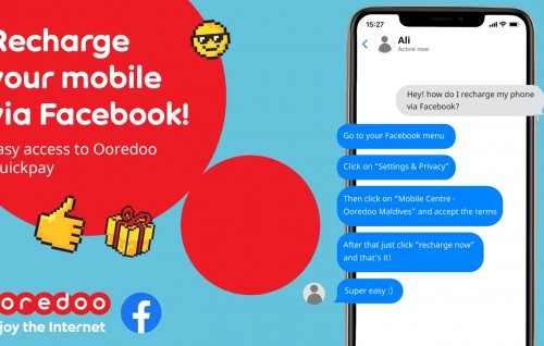 Facebook medhuverikoh Pre-paid recharge kurevey goiy Ooredoo in hadhaifi