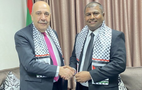 Minister Adam Naseer, Palestine ge safeer aa bahdhalukuravvai Gaza ge haalathaa gulheymashvaraa kuravvaifi
