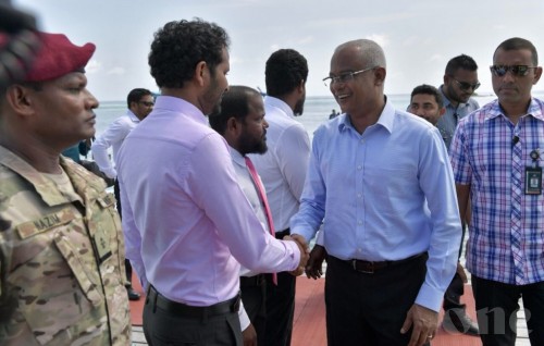 President Solih arrives in Fehendhoo