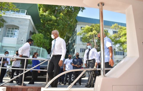 President departs on trip to six islands of A. A. Atoll