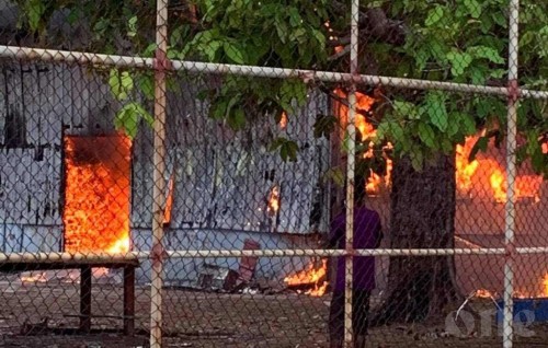 Warehouse fire in Maafushi