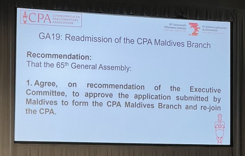Commonwealth parliamentary association  gai alun Raajje himanan faas kohfi