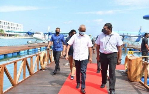 President Solih returns after visit to Lhaviyani Atoll
