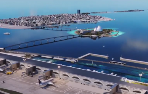 Sea plane terminal ehen rashakah badhlukoh, Male-Funadhoo-Hulhule bridge in gulhaalanee