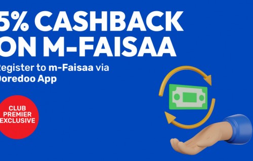 Ooredooo club premier customerunah M-faisaa in cash back offer eh