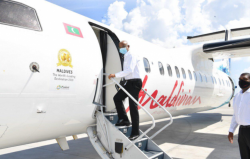 President departs on trip to two islands in Laamu Atoll