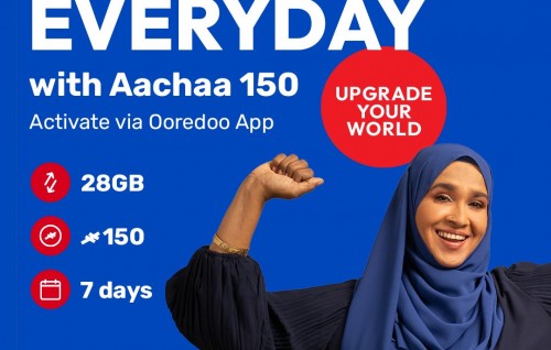 Ooredoo aachaa customer in ah 150 rufiyaa ah 28 gb libey offer eh