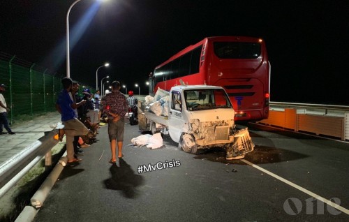 Serious collision on bridge highway - dividers destroyed again
