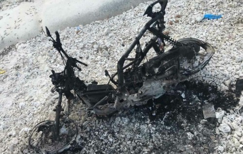 Three arrested for setting fire to police vehicle in Thinadhoo