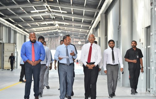 President Solih visits new chemical warehouses in Thilafushi