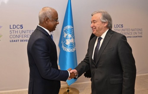 UN ge Secretary General aaeku Raees Solih gina dhaairaathakakun mashvaraa kurahvvaifi