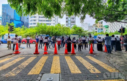 Another protest near the parliament calling for President Solih and Nasheed’s resignation