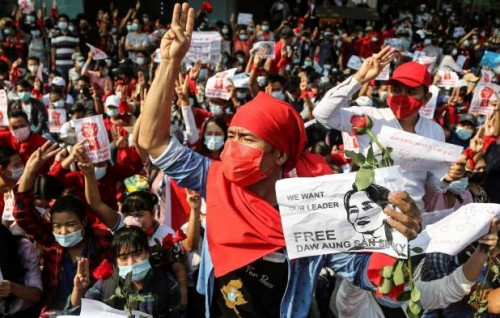Martial law declared in parts of Myanmar as rallies heap pressure on coup leaders