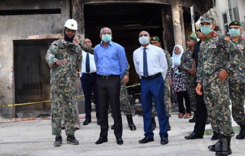 President Solih visits scene of September fire