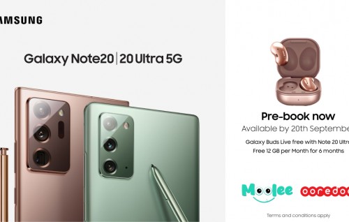 Samsung Galaxy Note20 adhi Note20 ultra, haassa offer thakaaeku pre book kurumah Ooredoo inn hulhuvvaalaifi