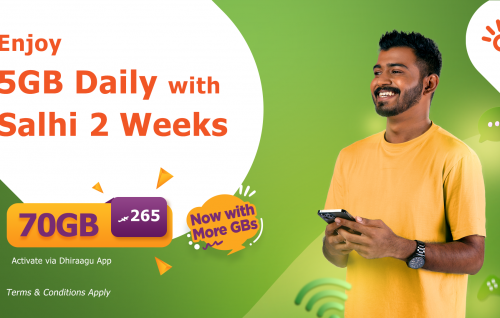 Dhiraagu Salhi prepaid customers ah 265 rufiyaa ah dhuvaalaku 5gb data