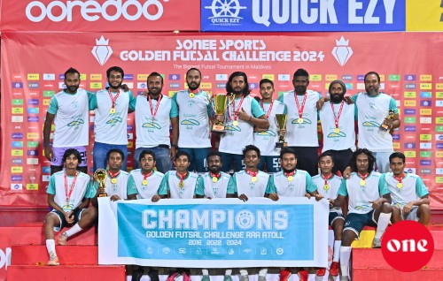 One photo: Sonee Sports Golden Futsal Challenge 2024 ge R Atoll thashi Dhuvaafarah