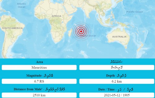 Mauritius kairiah 6.7 maginitudege binhelumeh, Raajje ah nurahkaleh neiy