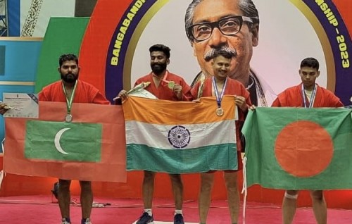 South Asian Sambo championship gai Raajjey ge Sinan rihi medal hoadhaifi