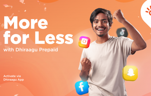 Dhiraagu prepaid customer innah 500 rufiyaa ah 70 GB data