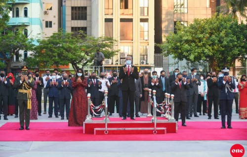 President Solih takes part in National Day flag hoisting ceremony