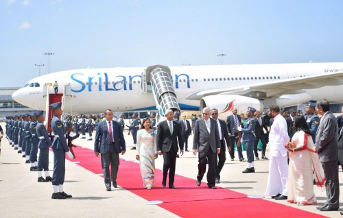 President Solih and First Lady arrive in Sri Lanka