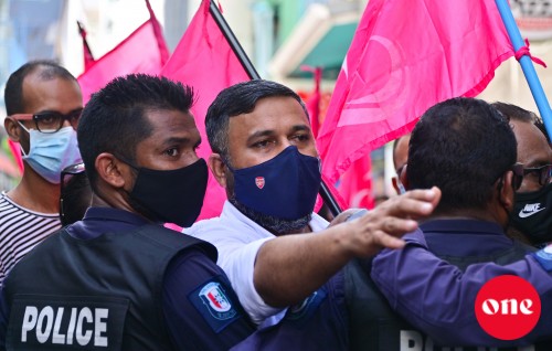 Opposition protests for the release of President Yameen, Naifaru MP Shiyam arrested
