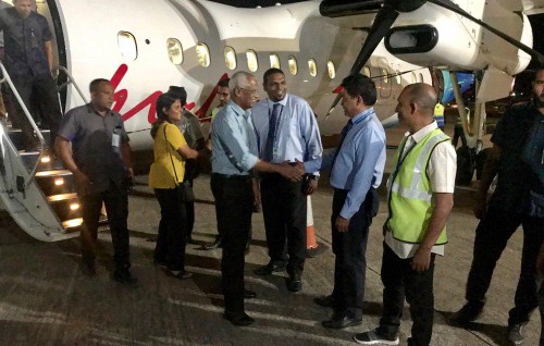 President Solih returns to Male’ after the visit to Laamu Atoll