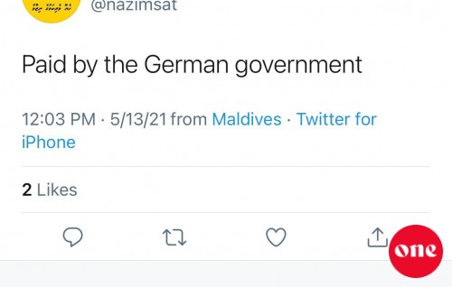 Raees Nasheed Germany ah gendhaa private jet ge haradhu hamajahssanee Germany sarukaarun: Nazim Sattar