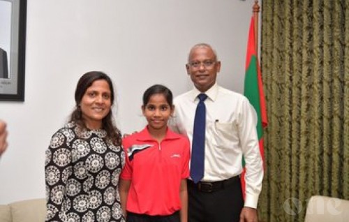 President and First Lady meets 11-year-old gold medalist, Dheema