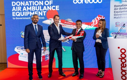 Ooredoo inn Air Ambulance hidhumathah 16 million rufiyaa ge saamaanu hadhiyaa koffi