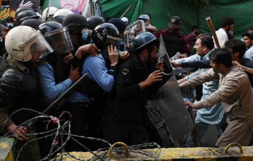Imran Khan supporters clash with police outside court