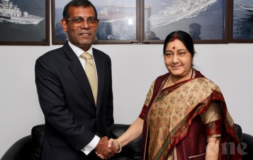 Nasheed discuss Maldivian politics with Indian Minister for External Affairs