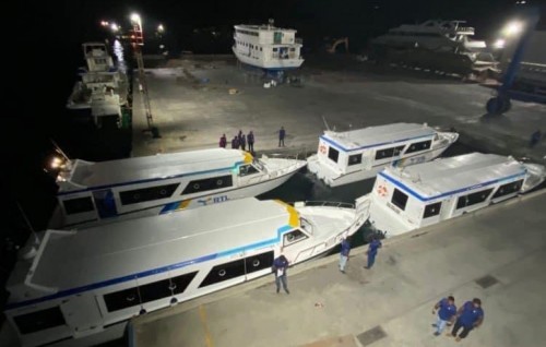 First four vessels of High-speed Ferry Network taken to Haa Dhaalu Atoll, preparing to begin