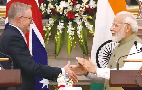 Australia, India pledge to strengthen economic and security ties