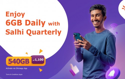 Dhiraagu ge ''salhi quarterly'': 3 mahah dhuvaalaku 6 gb data
