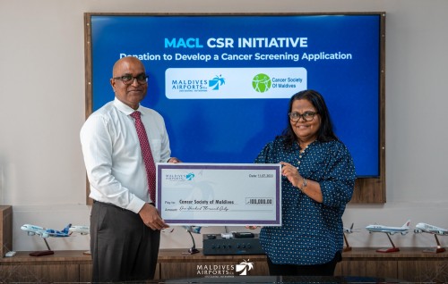MACL inn Cancer care society ah 100,000 Rufiyaa hadhiyaa kohfi