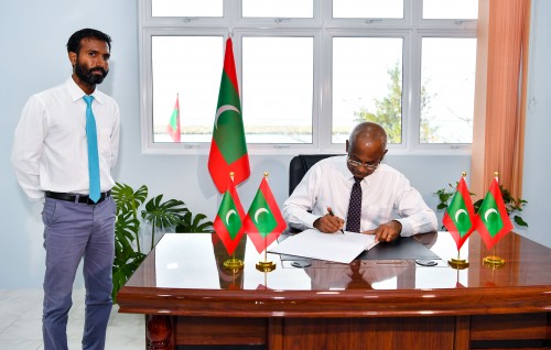 Raeesuljumhooriyaa Ibraahim Moamed Solih N.Manadhoo ah vadaigathun